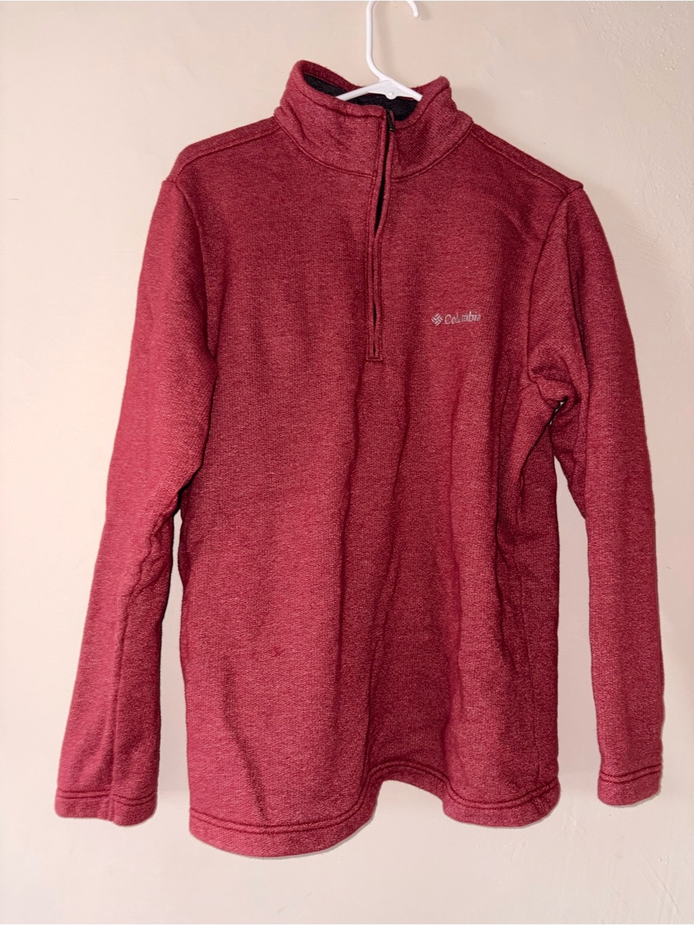 Columbia men’s red quarter zip pullover sweatshirt M